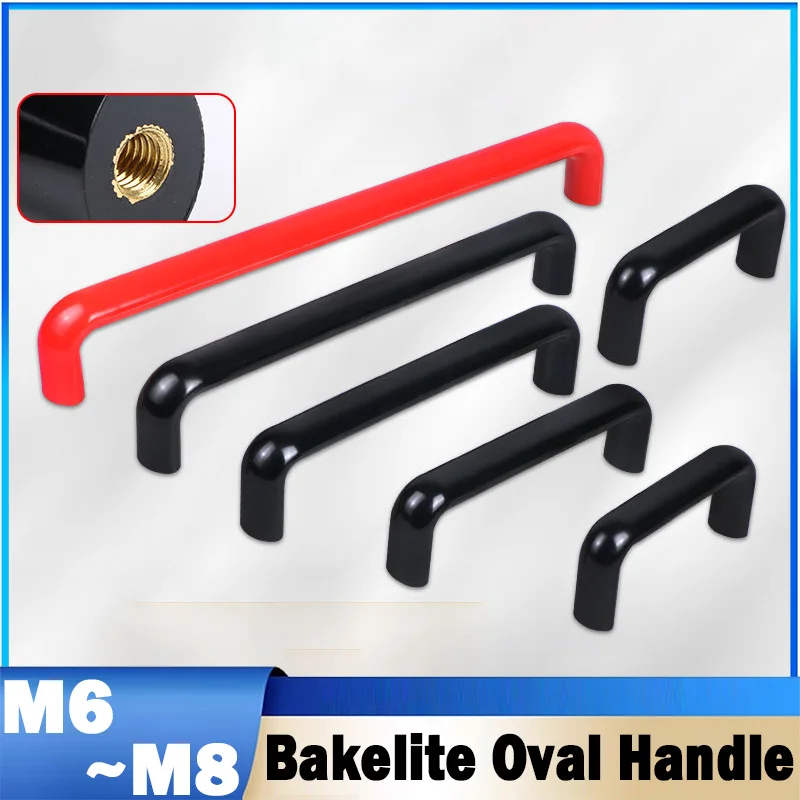 1Pcs M6/M8 Black/Red Bakelite Oval Handle/High Temperature Resistant Bakelite Insulated Door Handle Anti-Static