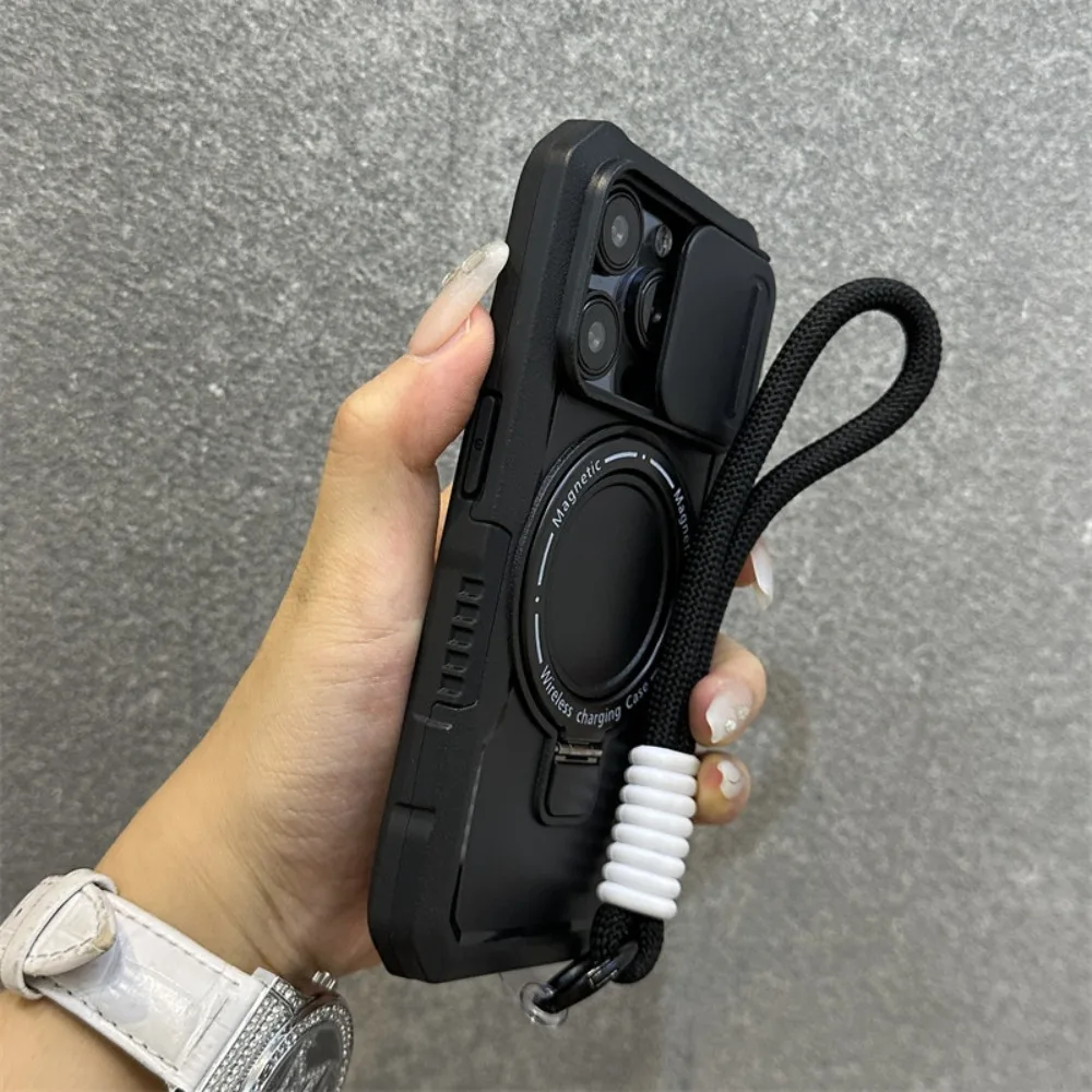 

For iPhone 17 Pro Max Case Magnetic Stand Slide Camera Shockproof Compatible with iPhone 16 15 14 13 12 11