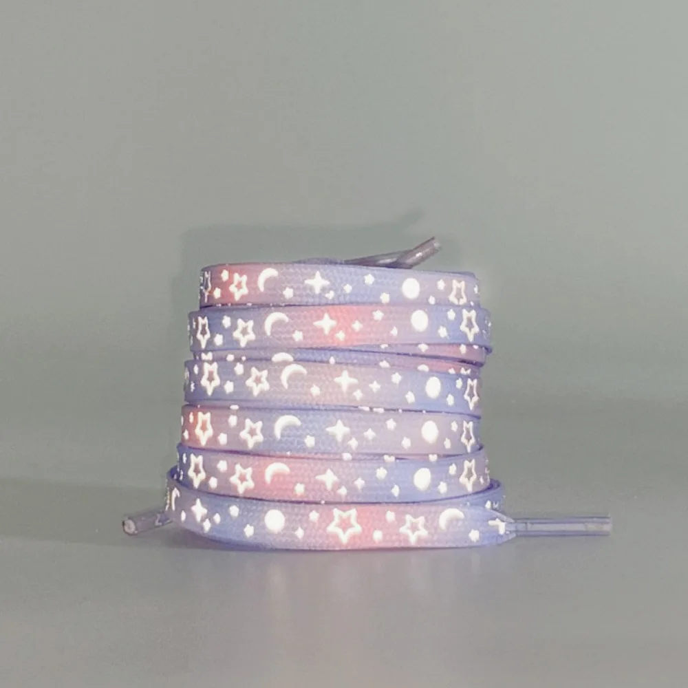 

Stylish Reflective Star Canvas Shoelaces High-bright Double-sided Flat Laces Versatile Luminous Sneakers ShoeLaces Unisex