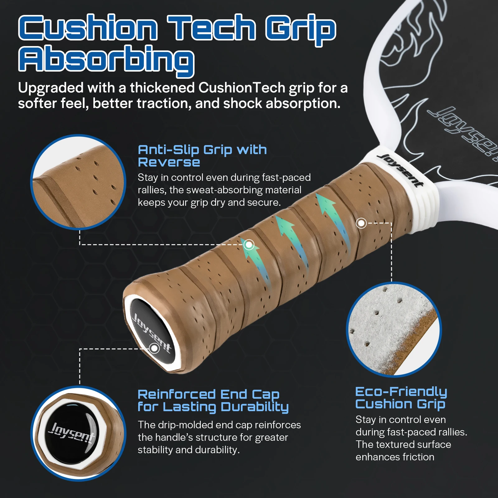 Joysent Gen 4 EVA 4S PU Foam Thermoformed T700 Raw Carbon Fiber Pickleball Paddles Spin Control Power Lightweight Phantom Eye - Image 3