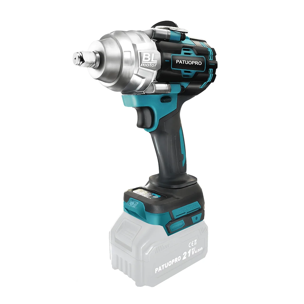 PATUOPRO Max 2000N.M Brushless Cordless Wrench 21V Rechargable Electric Impact Wrench Home DIY Power Tool Fit Makita 18V Battery