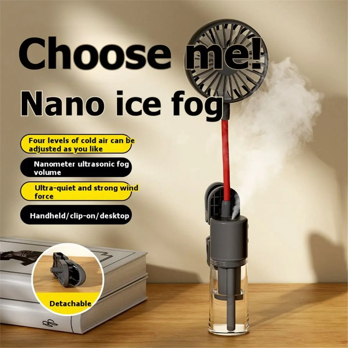 new(A67I) Portable Rechargeable Handheld Fan Mini Steam Cooling Artifact for Travel Outdoor Mist Humidifier Fan A