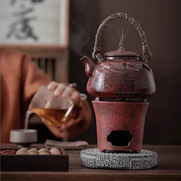 

Зимний чайный сервиз, керамический чайник с ручкой для нагрева и заваривания угля