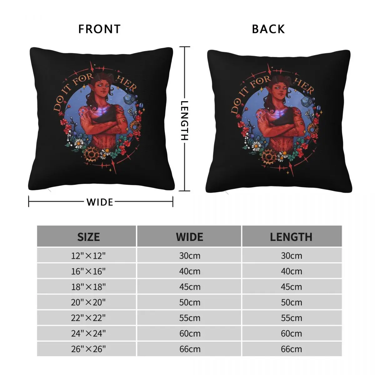 BG3 Karlach Do It For Her Square Pillowcase Polyester Linen Velvet Printed Zip Decorative Bed Cushion Cover