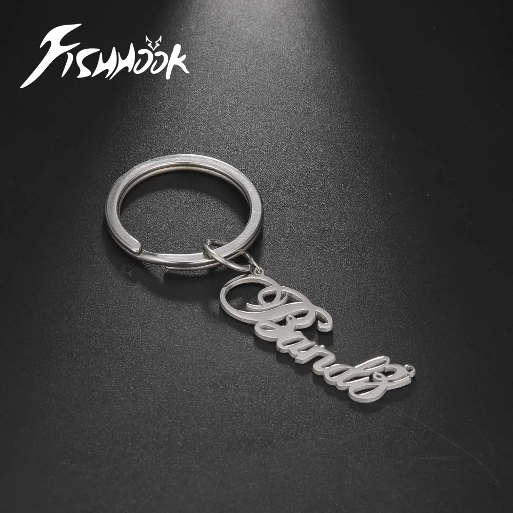 شخصية المفاتيح اسم مخصص شعار سيارة مفتاح سلسلة حلقة هدية للنساء الرجال الأب الأسرة زوجين مجوهرات من صلب لا يصدأ #5