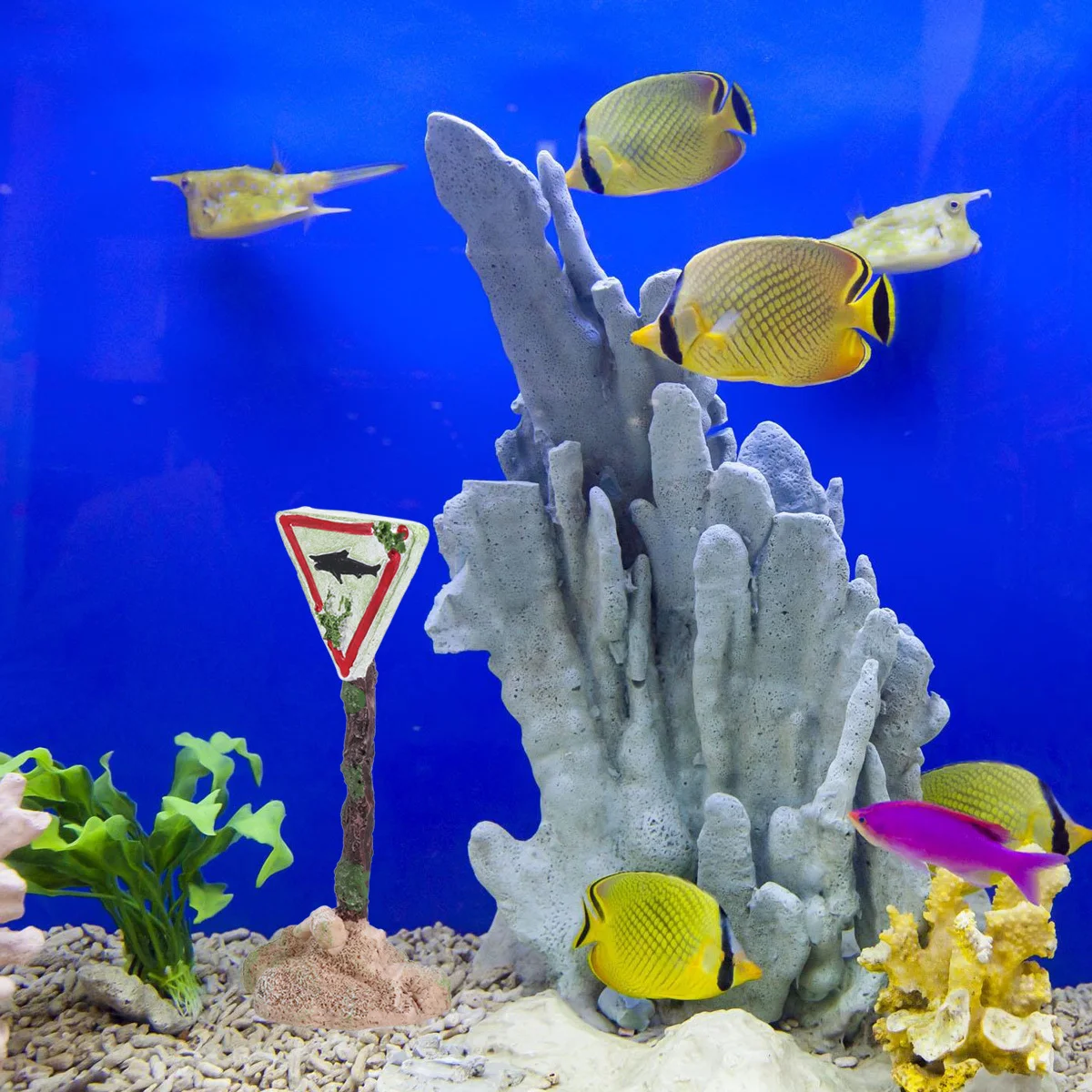 

Cartoon Resin Small Display Warning Signs Aquarium Resin Landscape Decoration Fish Tank Ornament Aquarium Warning Sign