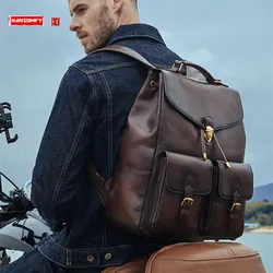 Leather Backpack High-Grade Niche Top Layer Cow Leather Computer Bag Men's Leather Backpack Retro Business Trip