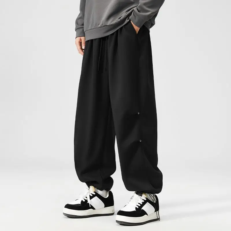 Men's Pants Loose Straight Leg Spring Casual Leg Tie