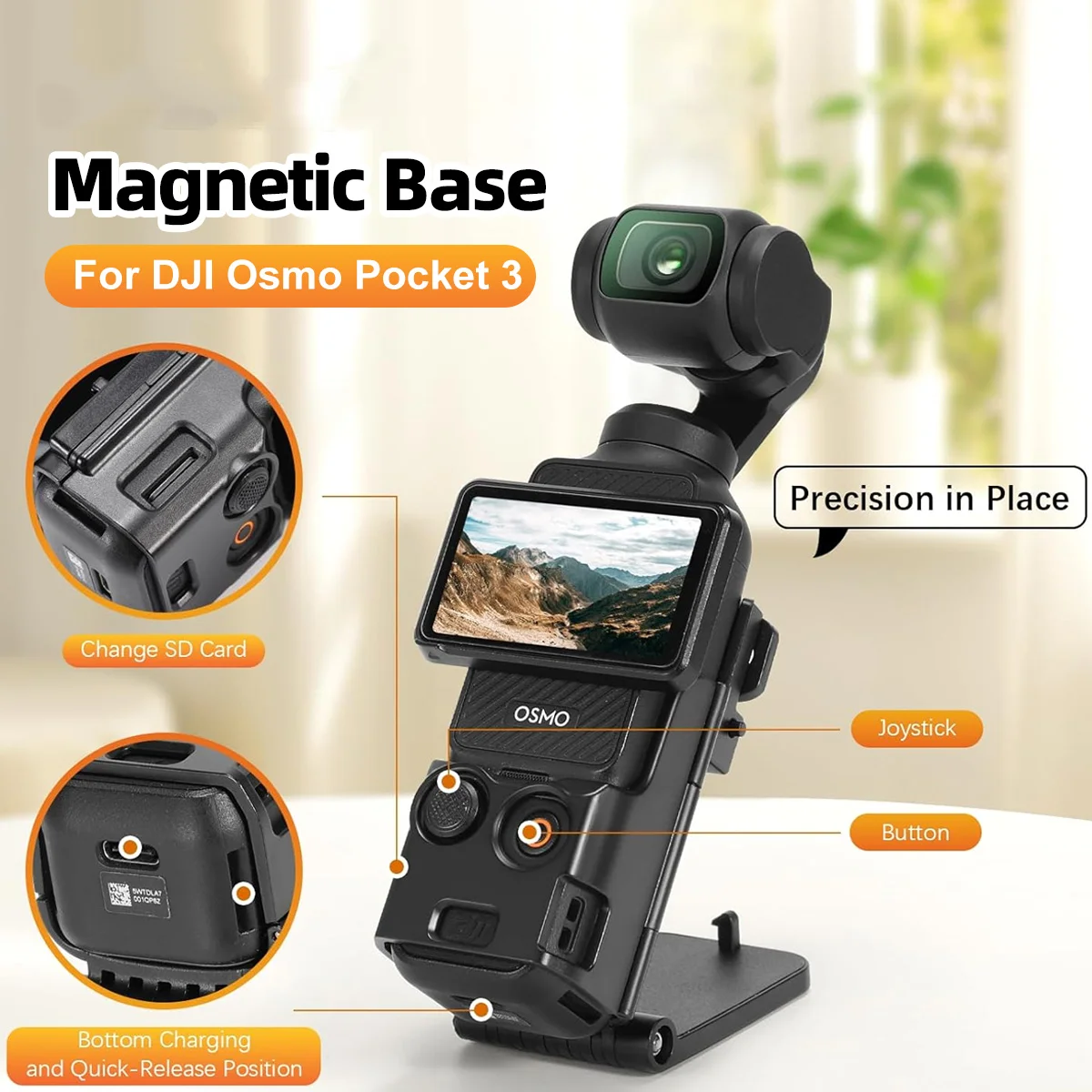 Магнитный кронштейн для камеры ANMONE, совместимый с адаптером расширения DJI OSMO Pocket 3, магнитный держатель рулевого управления Магнитный кронштейн для камеры ANMONE, совместимый с адаптером расширения DJI OSMO Pocket 3, магнитный держатель рулевого управления