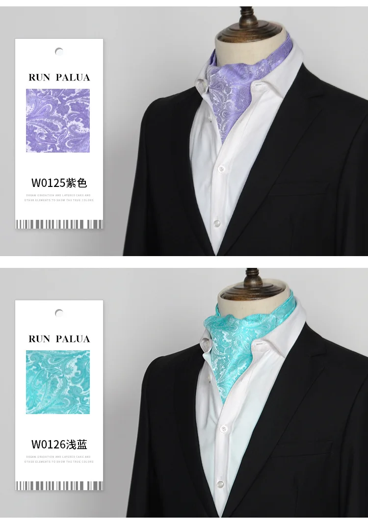Herren Vintage Polka Dot Hochzeits-Krawatte Ascot Scrunch Selbstbindende Britischer Stil Gentleman Polyester Paisley Retro Krawatte Luxus – Detail 4