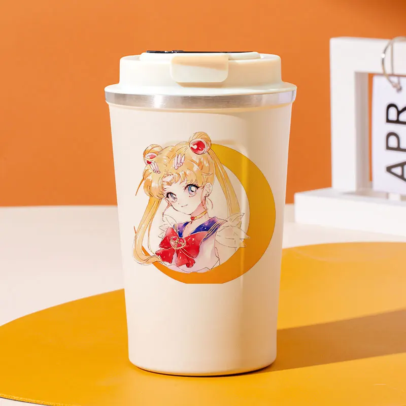 Hot Sale Anime Beauty Girl Warrior Peripheral Intelligent Digital Display Coffee Cup Insulation Temperature Display Water Cup