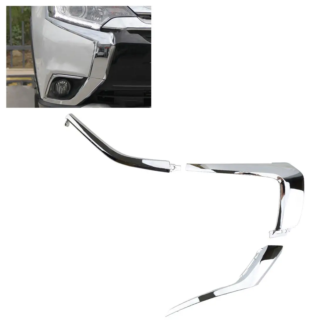 6407A142 6407A146 6407A144 Front Right Chrome Bumper Cover Molding Trim Kit Fit for Mitsubishi Outlander 2019 2018 2017 2016
