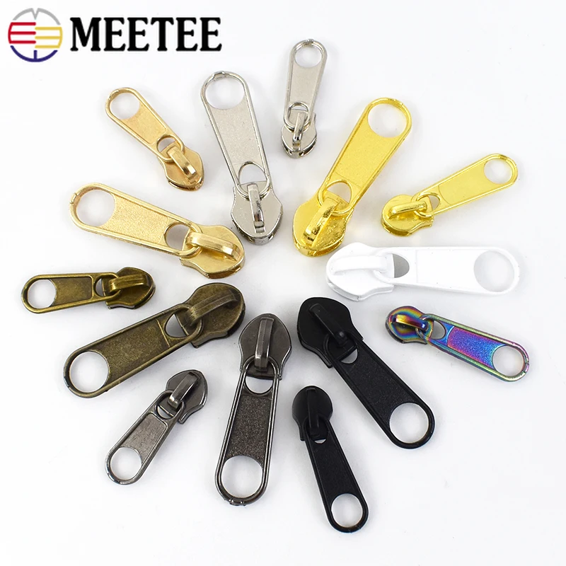 30Pcs Meetee 3# 5# Nylon Zipper Slider Head for Zippers Bag Pocket Clothes Decorative Zips Puller Repair Kits Sewing Accessories