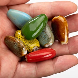 5pcs Multicolor Teardrop Ceramic Beads 28x16x9mm 2.5mm Hole for DIY Jewelry Making Assorted Colors Handmade Craft Supplies