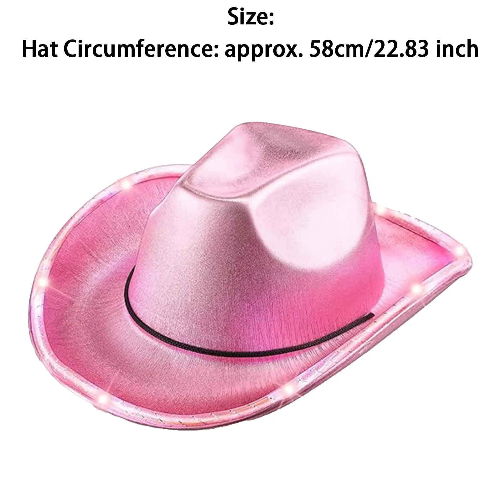 1 szt. Unisex Damski Męski Kapelusz Kowbojski z Szerokim Rondem, Halloweenowy, Złocony, Świecący, Stylowy Dodatek do Kostiumu, Akcesorium na Imprezę