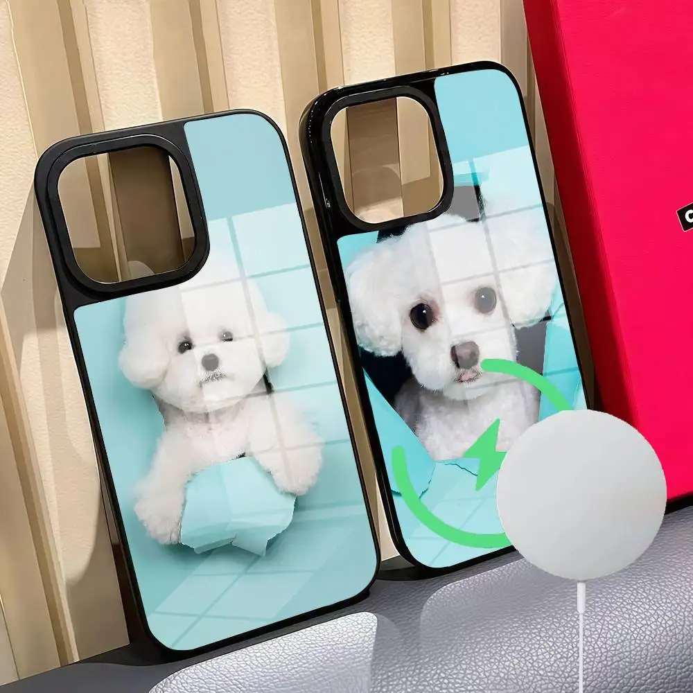 

Cute Cats And Dogs Phone Case For Iphone 16 15 14 12 11 13 Pro Max Mini Puls Magnetic Glass Cover