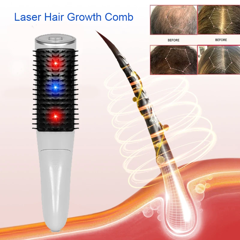 Vibration Laser Hair Regrowth Comb Head Scalp Massager Anti Hair Loss Hairbrush Infrared Loss Treatment Products