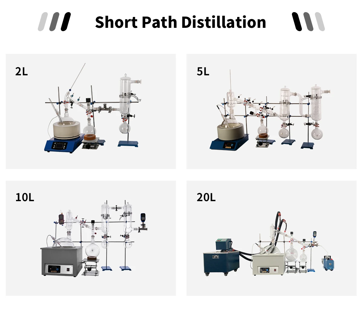 Woming 2 Liter 2000ml Chemical Glass Short Path    Set Turnkey Short Path Oil    Kit