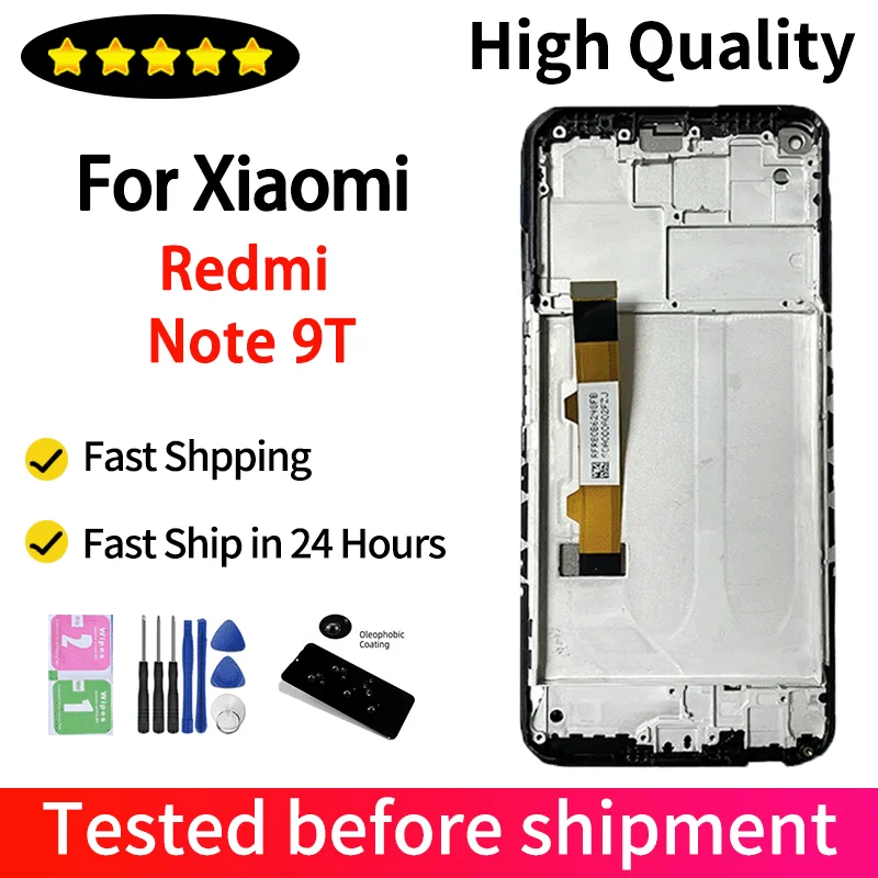 6,53 "AAA + para Xiaomi Redmi Note 9T M2007J22G, J22 pantalla LCD montaje de digitalizador táctil para Redmi Note 9 5G M2007J22C LCD
