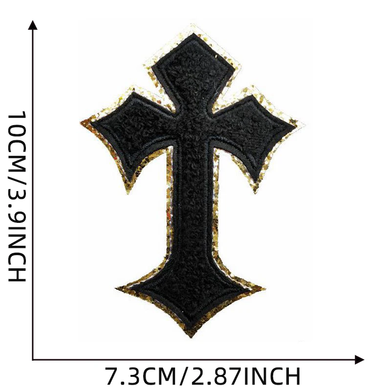 Multicolor Chenille Cross Patches Embroidery Patches for Clothes Thermoadhesive Jackets Jesus Jerusalem Iron on Patch Stickers