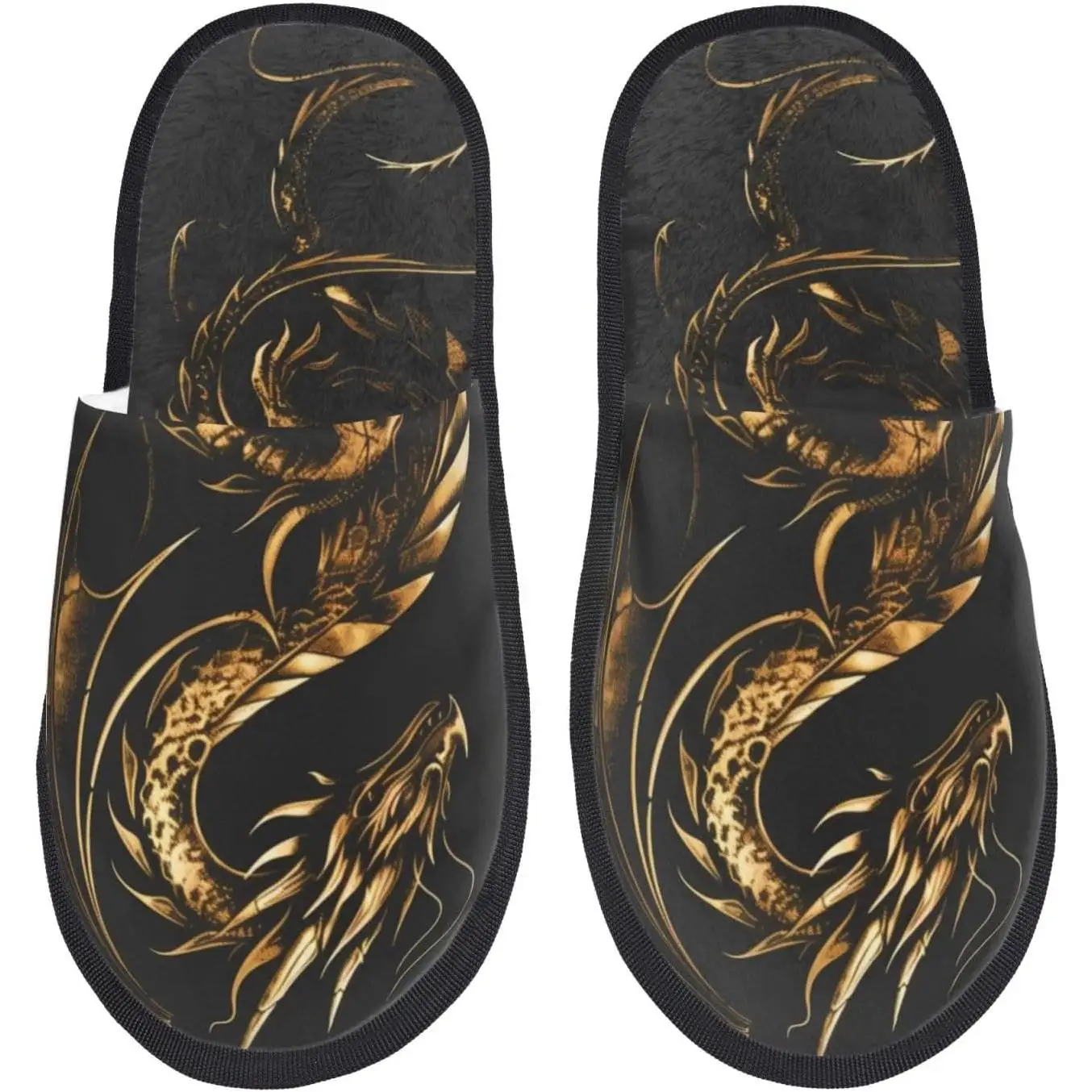 

Женские нечеткие без шнуровки с татуировкой золотистого дракона, домашние и уличные зимние домашние тапочки, гостевые тапочки для спальни
