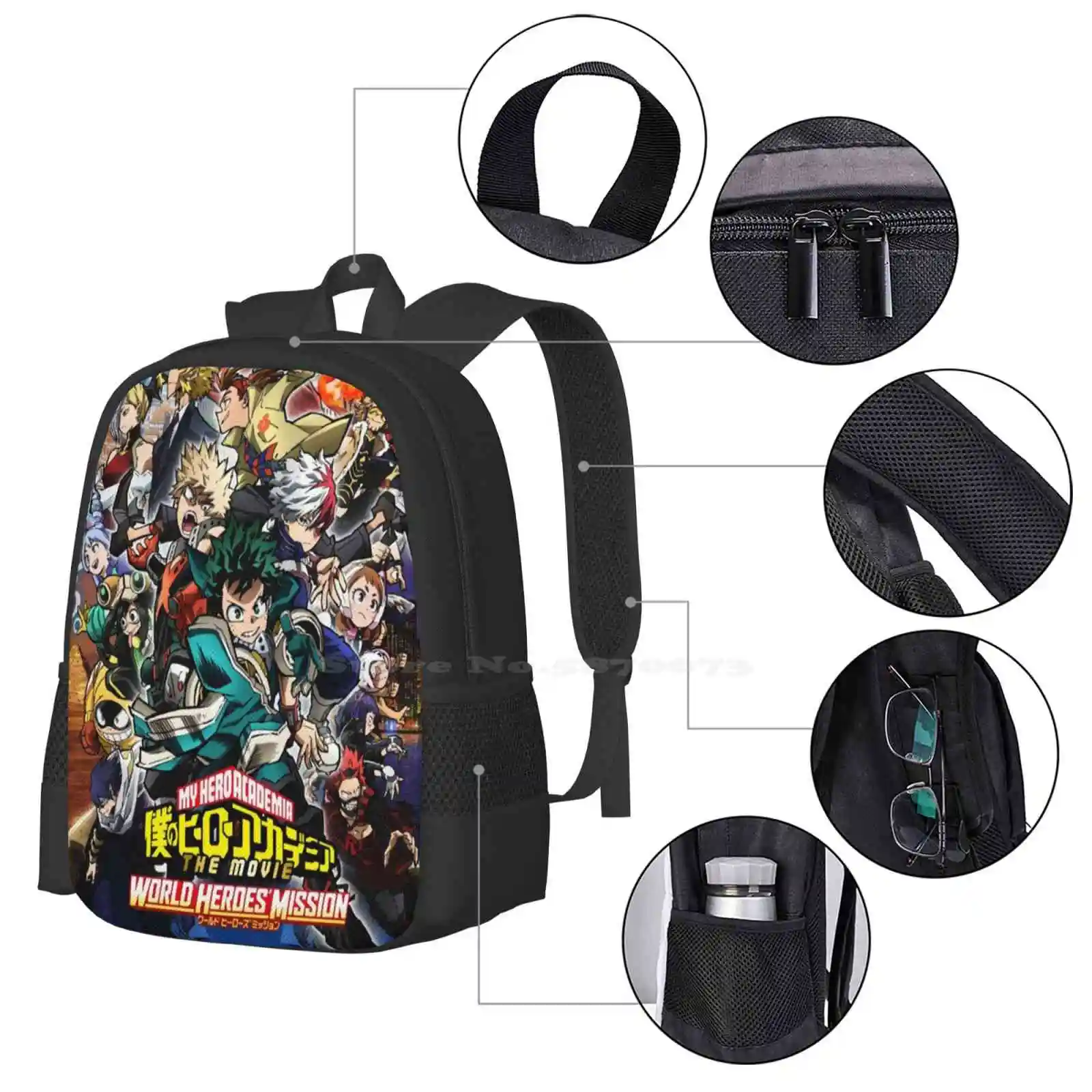 World Heroes Mission Poster Bag Backpack For Men Women Girls Teenage Mha Movie Manga World Heroes Mission New Anime Movies Deku