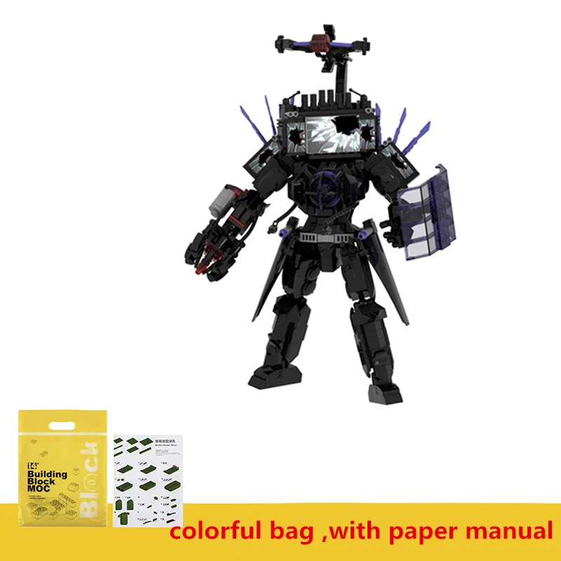 703pcs/set Horror Game Battle Damages Titan TV Man Building Blocks Skibidi Toilet MOC Bricks DIY Toys For Kids Christmas Gifts