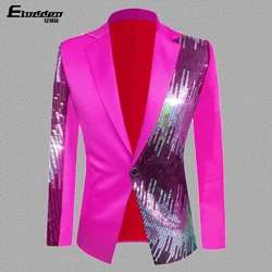 HOO 2024 Men's Color Matching Casual blazer Fashion Host Performance Sequined Dress