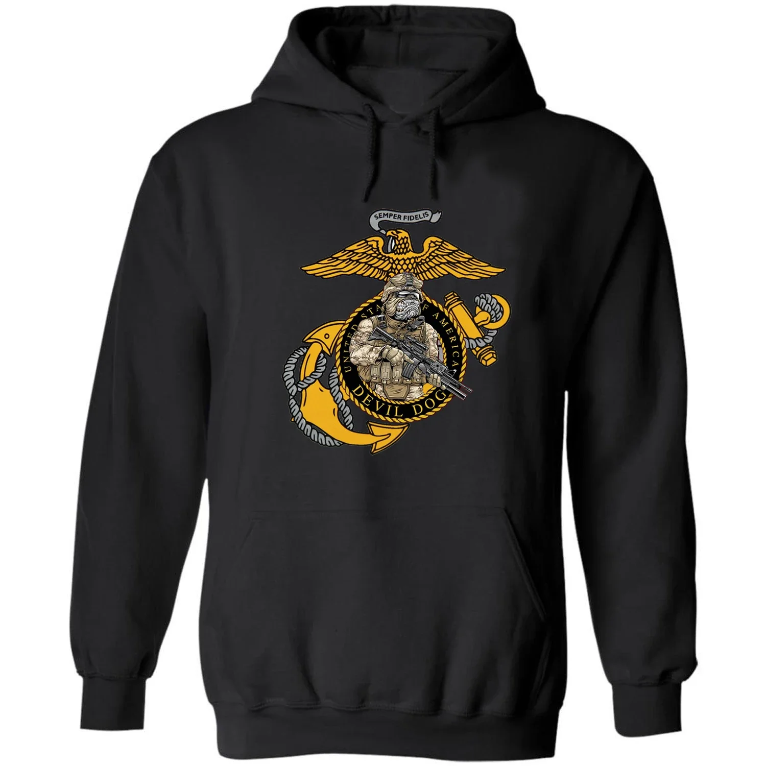 

Novelty US Marine Corps Devil Dog Badge Pullover Hoodie New 100% Cotton Comfortable Casual Mens Sweatshirt Fashion Streetwear