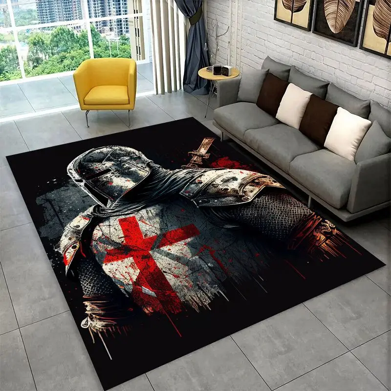 Templar Knight Dark Cavalier Crusaders Cartoon Large Area Rug Non-slip Carpet for Bedroom Living Room Sofa Doormat Floor Mat - view 5
