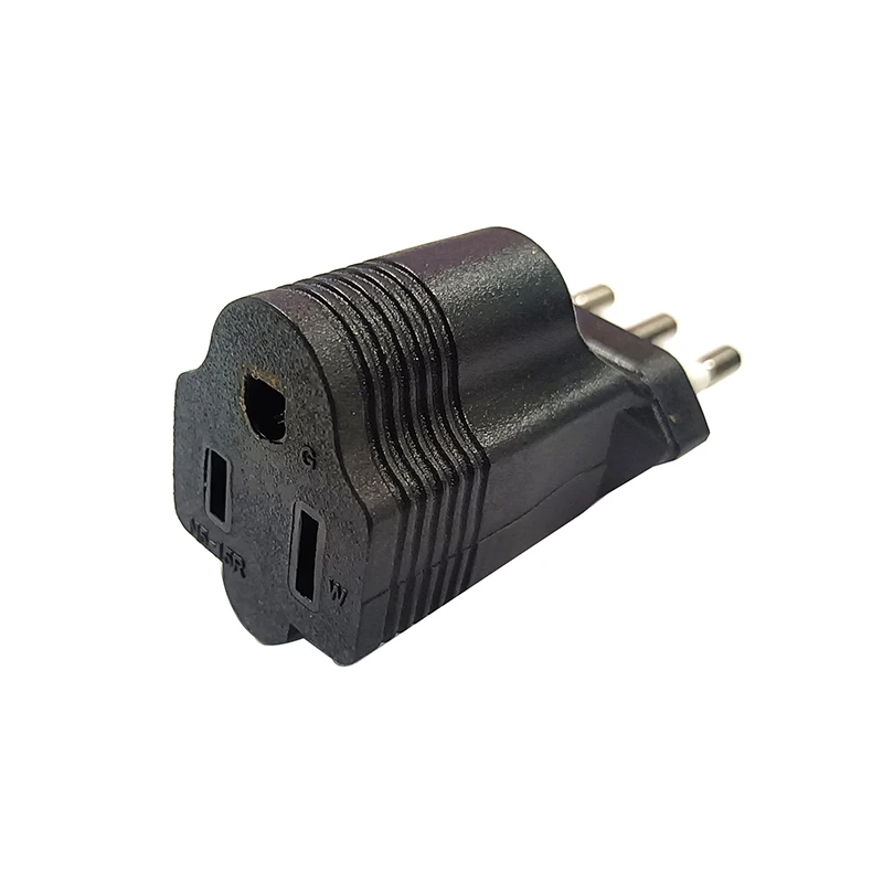 Italian 3 round pin plug to NEMA standard 3 hole 5-15p American female plug Italy power converter adapter