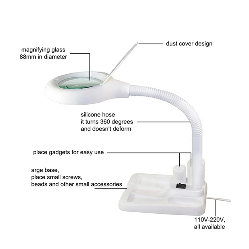 Настольная лупа для пожилых людей, лупа с увеличением в 5 раз и 10 раз, инструменты для ремонта, чтения, ремонта, шитья с европейской вилкой