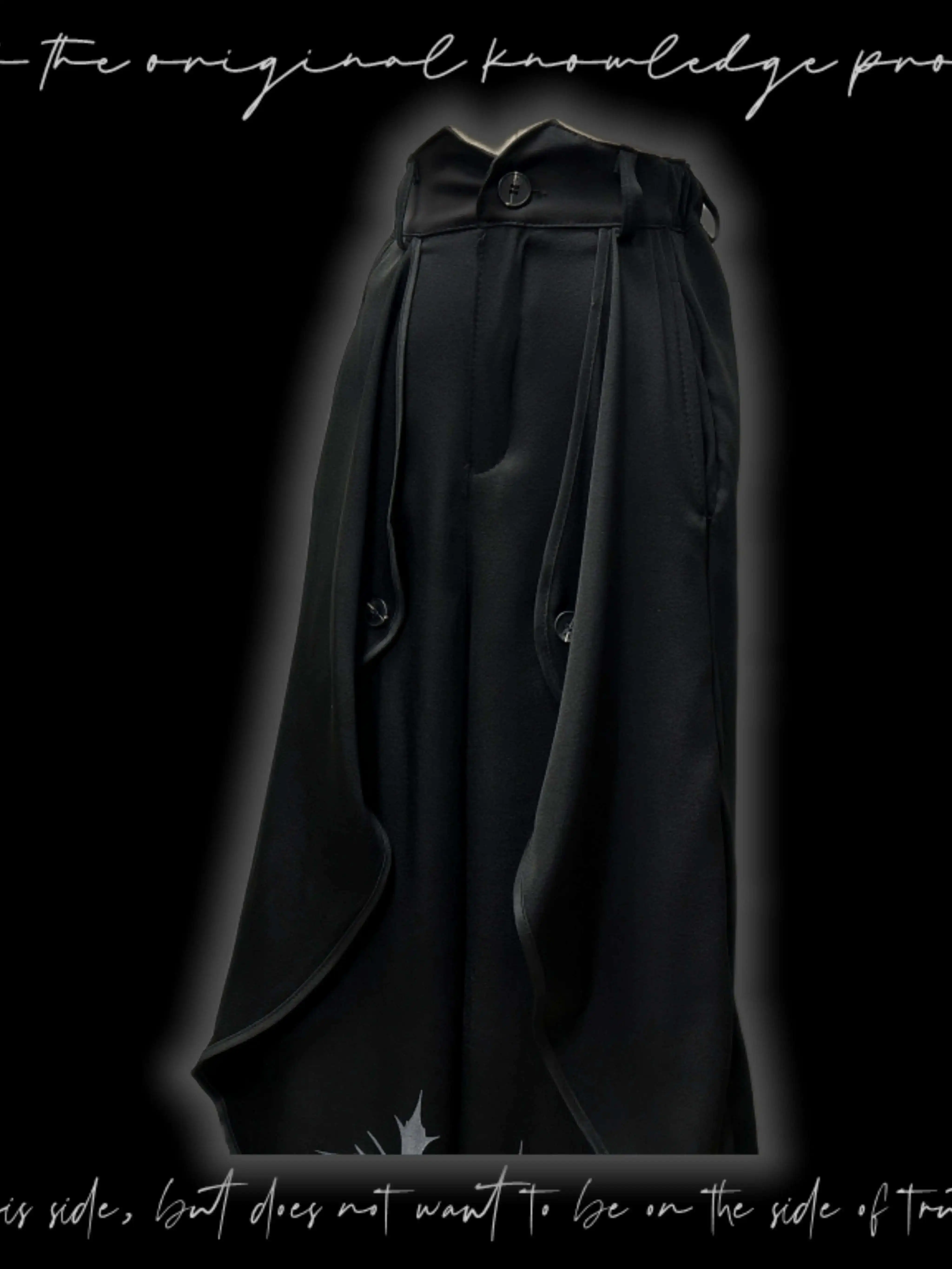Man Women Gothic Punk Pants Irregular Unisex Wide-Leg Pants Niche Design Spring Summer Multi-Layer Loose Casual Pants
