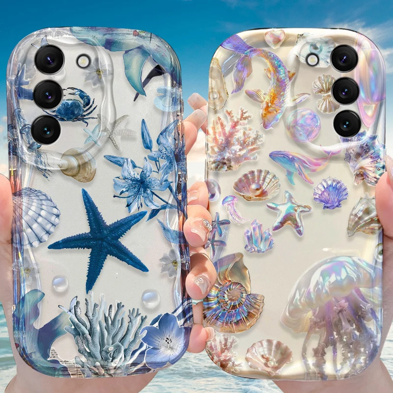 Colorful Ocean Shell Case for Samsung Galaxy A50 A50S A37 A36 A35 A34 A32 A26 A25 A24 4G A23 A21S A20S A17 A16 A15 A14 5G Cover