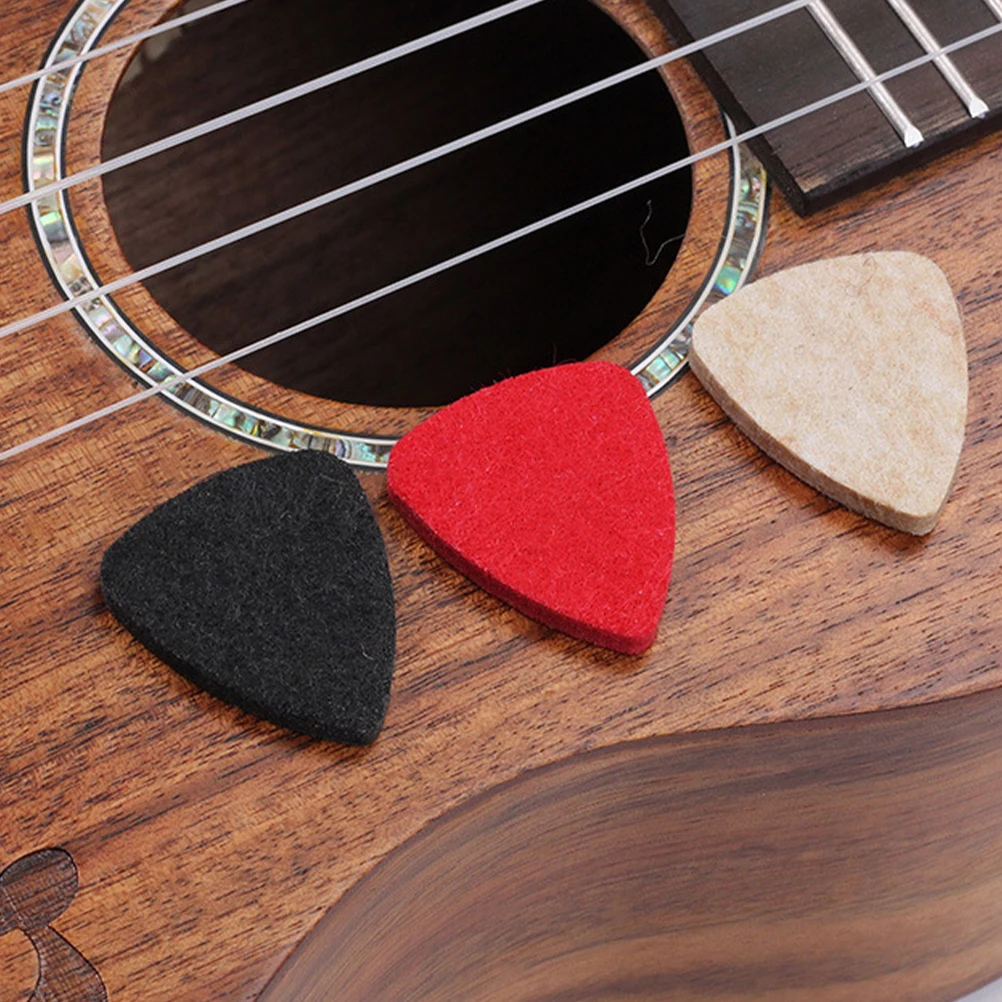 

3 Pcs Wool Felt Picks for Ukulele Thin Guitar Medium Accessory Bass Kids