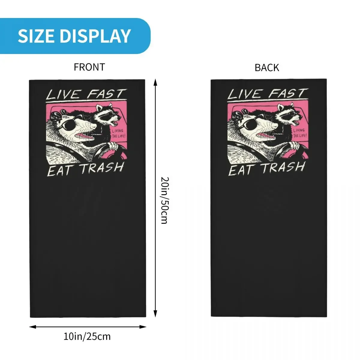 Opossum Live Fast Eat Trash Scarf Neckerchief Neck Face Mask Polyester