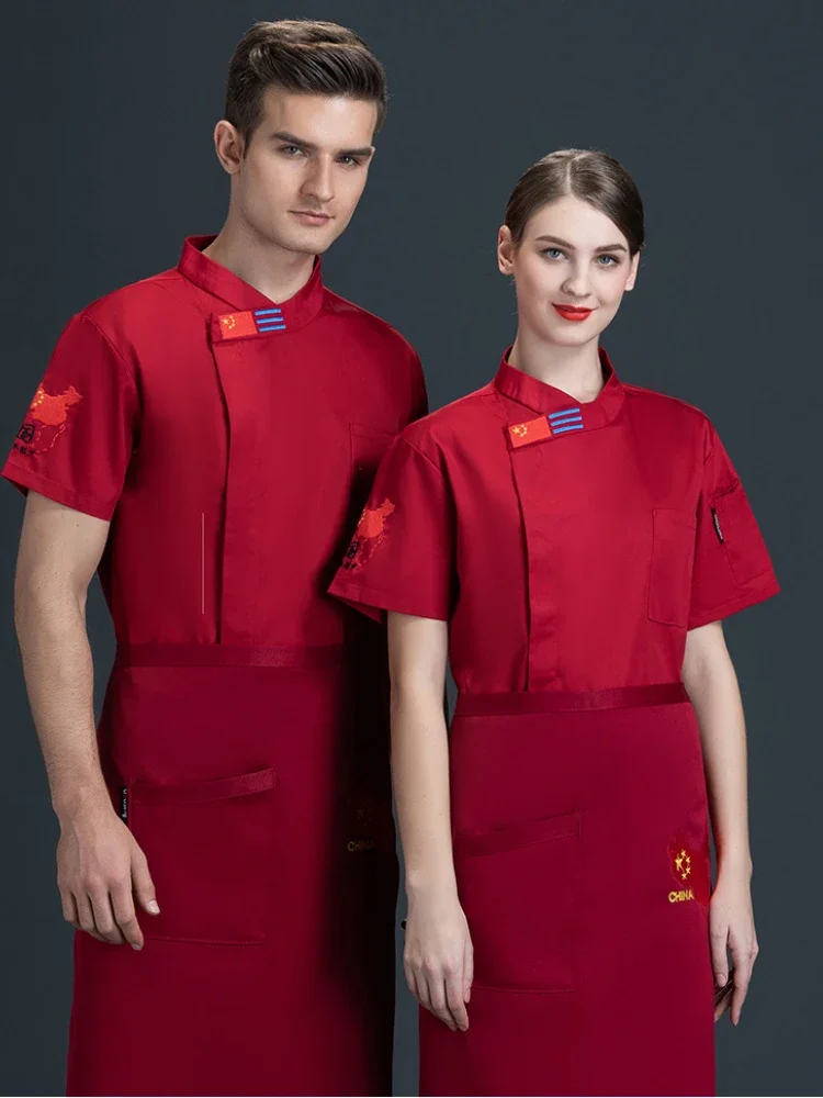 Restaurant Koch Jacke Hotel Küche Kochen tragen Frau Catering Koch Uniform Kurzarm Koch Jacke Küche Kochen Kellner