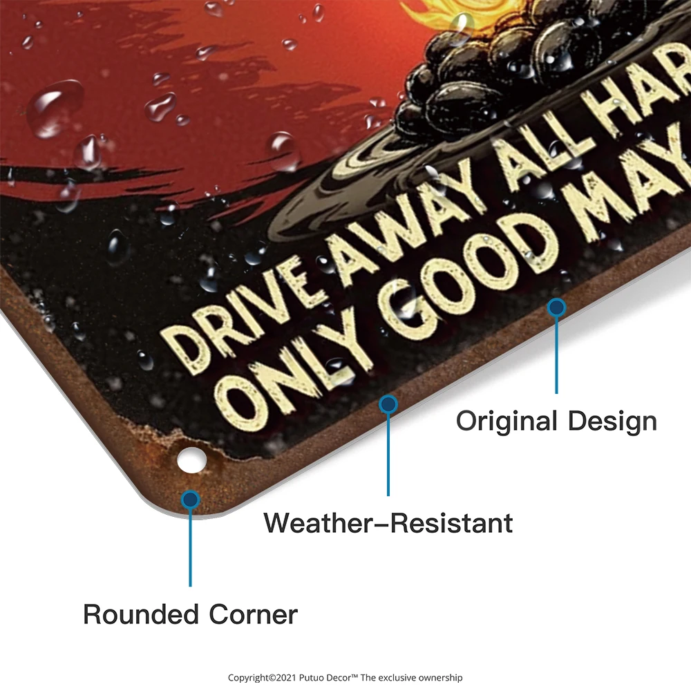 Putuo ديكور 1 قطعة علامة القصدير المعدنية خمر ، دخان الهواء والنار ، جدار ديكور فني للمنزل حفلة الهالوين ، هدية