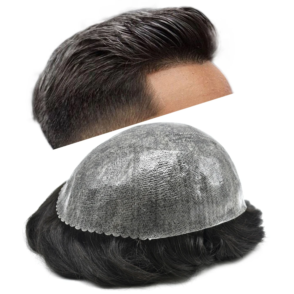 

Ekea Hair Men Toupee Real Human Hair 0.1MM-0.12MM Full Poly Skin Human Hair System Natural Looking Hair Prosthesis