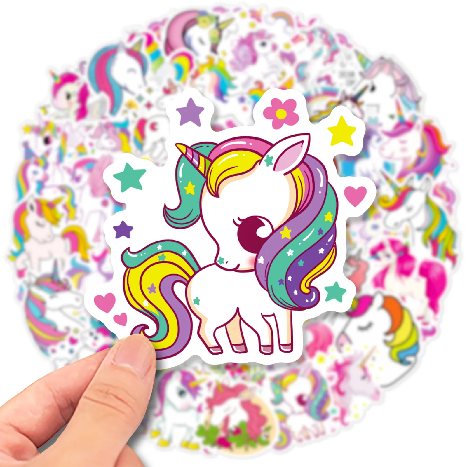 10/30/50PCS Cute Unicorn Stickers Cartoon Decals DIY Laptop Luggage Guitar Wall Fridge Notebook Car Kawaii Kids Sticker Toy Gift