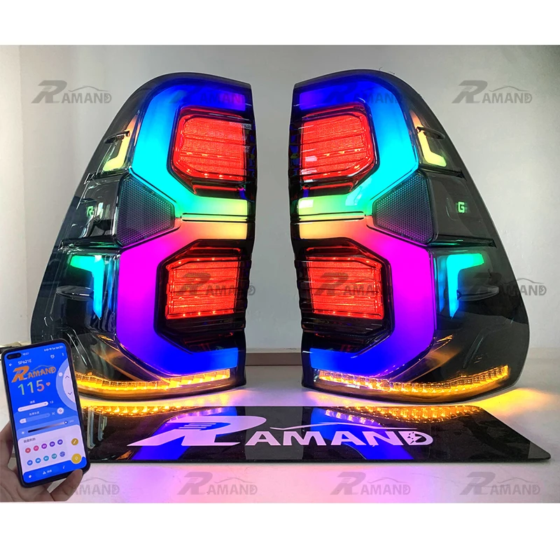 

Colorful LED GR Rear Lamp for Hilux Revo 2016-2024 Phone App Control RGB Tail Lamp Accessories for Hilux Revo Tail Light