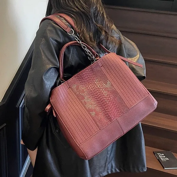 

Tote Bag Autumn and Winter Retro Crocodile Pattern Handbag Large Capacity High-end Women's Bag Fashion Embossed Shoulder Bag