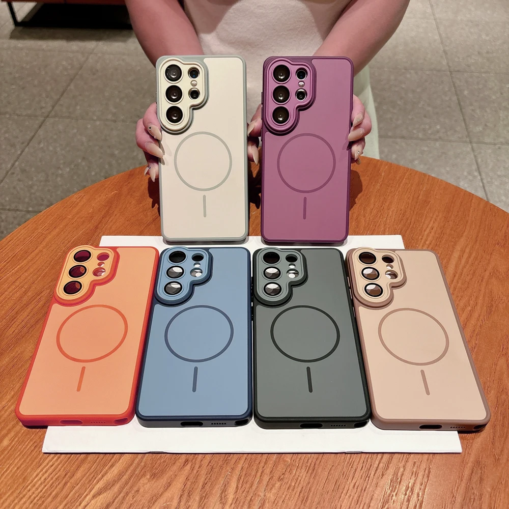 Luxury Hard Matte Case For Samsung Galaxy S26,S25,S24,S23,A16,A36,A26,A56,A17,A37,A57,A18,FE, Ultra Plus For Magsafe Cover
