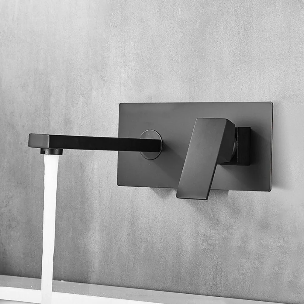 

Wall Mounted Bathroom Faucet Stainless Steel Hot and Cold Water Bathroom Wash Sink Faucet Single Handle Water Tap Bathroom