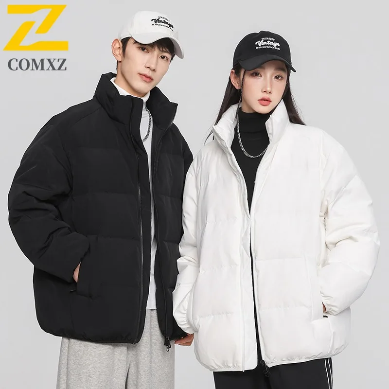 

COMXZ Cotton Padded Jacket Solid Color High-End Winter Warm Cold-Resistant Snowy Padding Coat Travel Loose Trendy Men's Clothing