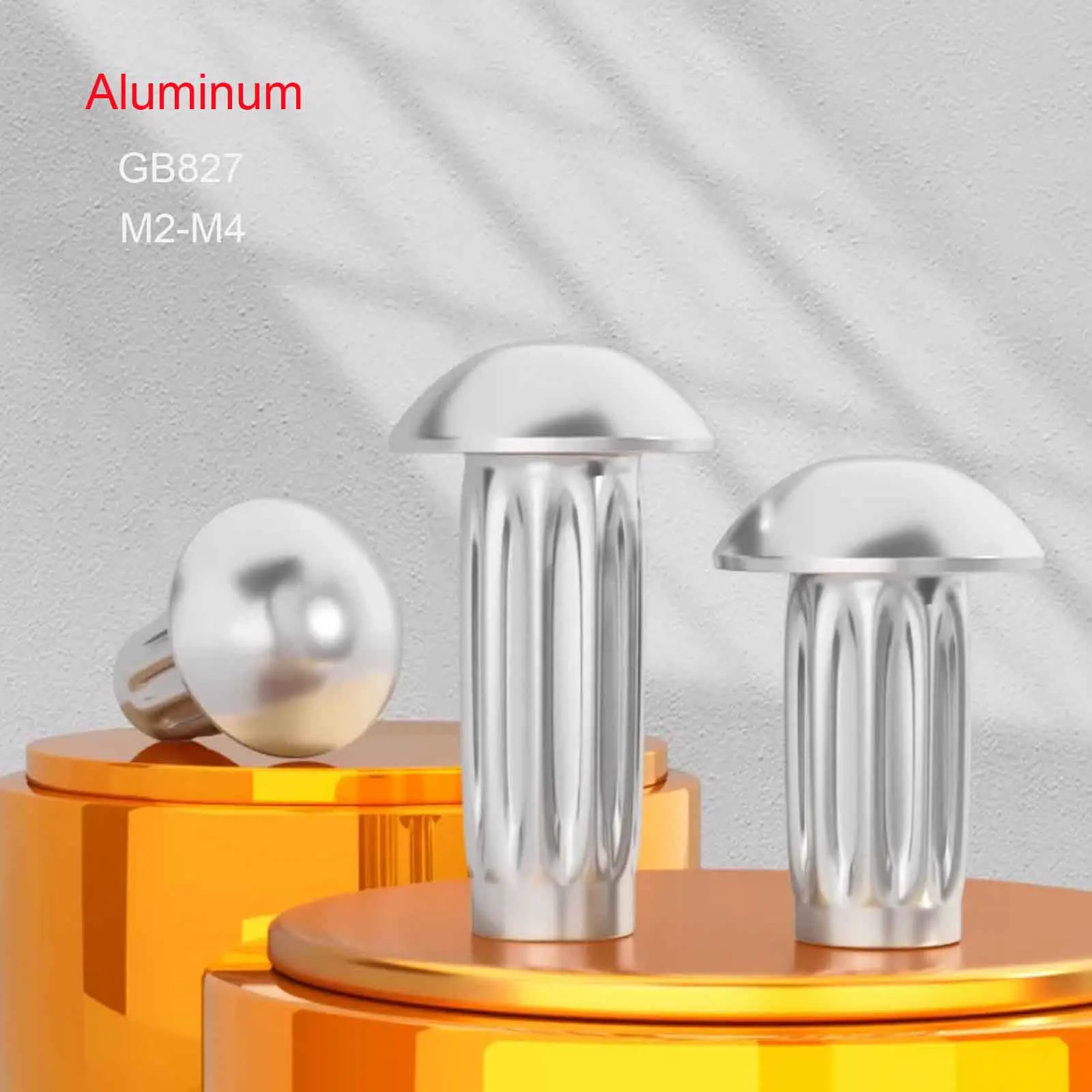 100 Stück GB827 Aluminium-Knopfnieten mit Rundkopf und gerändeltem Schaft für Etiketten und Namensschilder, M2 M2.5 M3 M4, Durchmesser 2-4 mm, Länge 3-10 mm