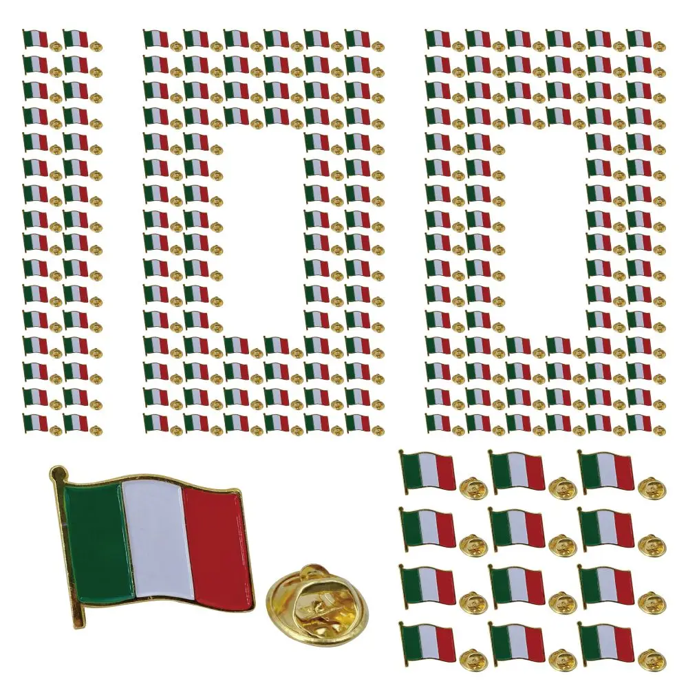 

100 шт., объемная булавка с флагом Италии, эмалированная металлическая брошь, значок, сувенирный подарок для аксессуаров, пальто, курток, шапок, сумок
