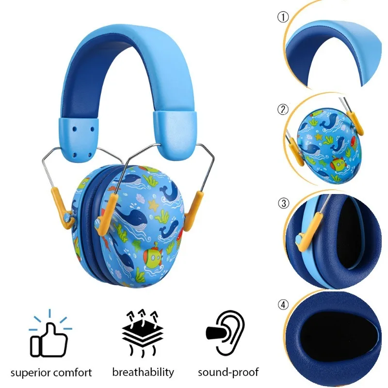 Kids Ear Protection Baby Noise Earmuffs Noise Reduction Ear Defenders Cute Cartoon Print Children Sound Sensitivity Noise Damper