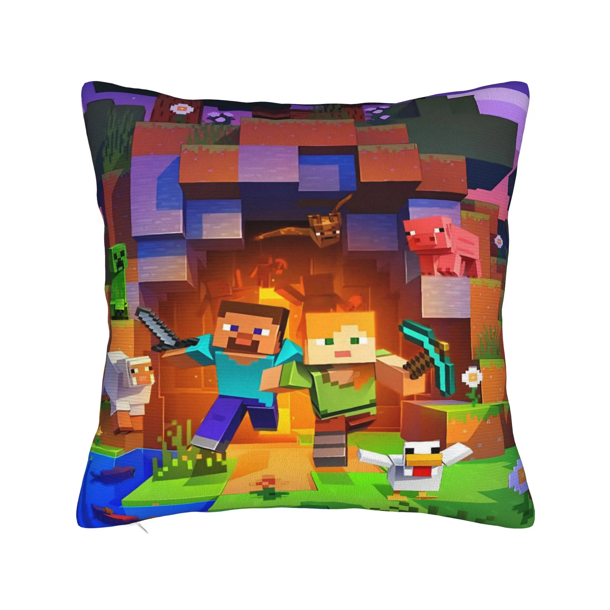 Game M-Minecrafts Pillow Cover  Cute Funny Pillow Case For Couch Sofa Bedroom Soft Pillowcases Gift