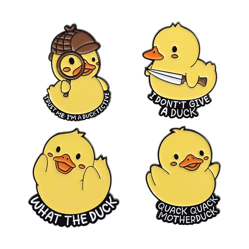 Cute Yellow Duckling Enamel Pins TRUST ME I'M A DUCKTECTIVE Duck Brooches Cartoon Collar Lapel Badge Accessories Gift for Friend